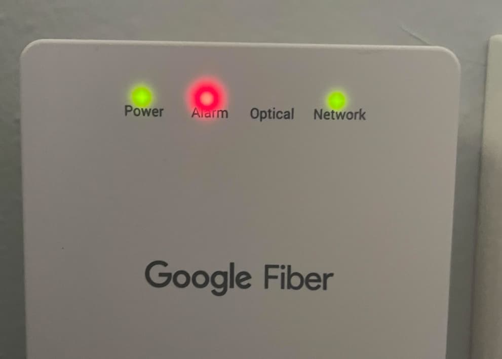 Google Fiber Jack Blinking Red